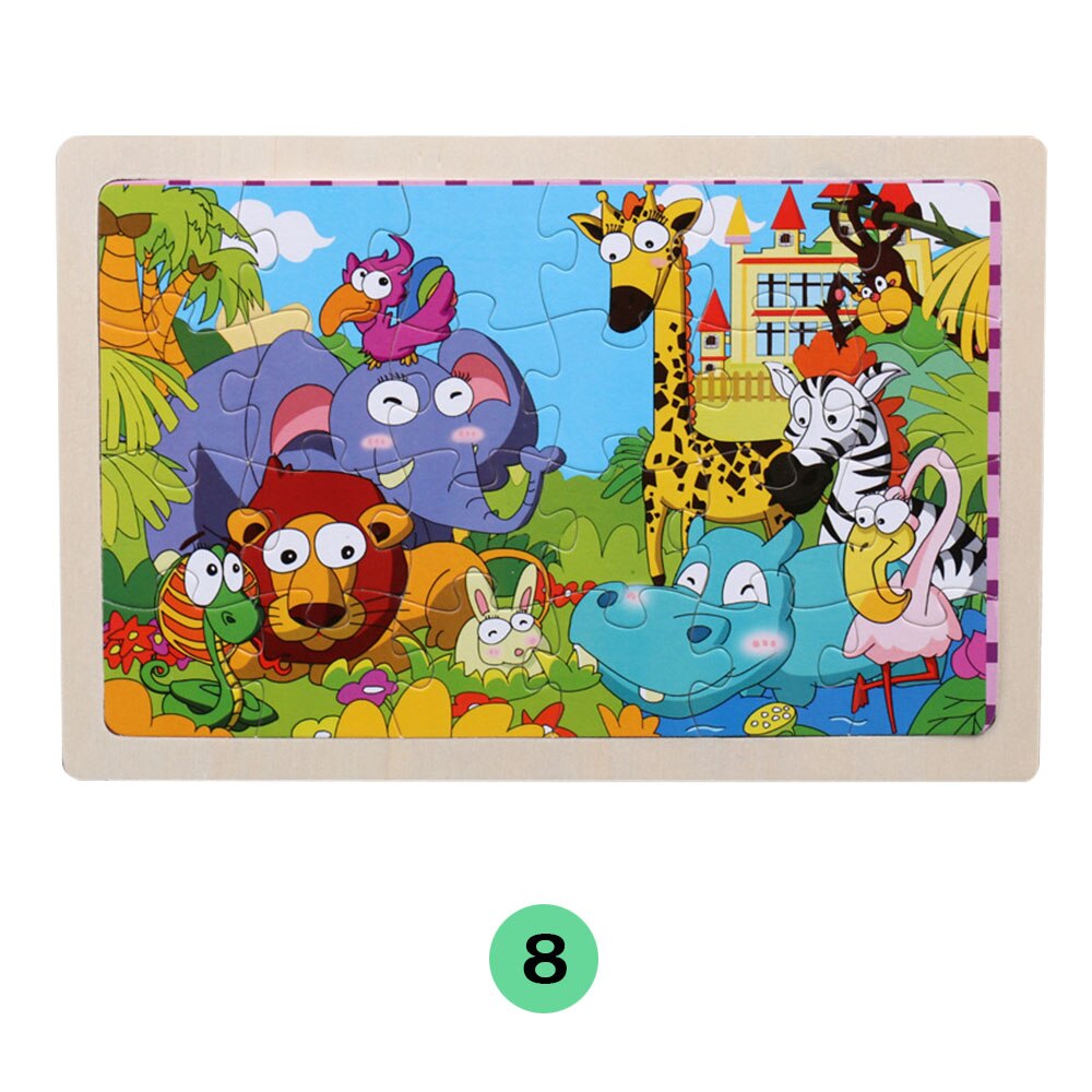 24Pieces Puzzles Wooden Jigsaw Puzzle for Kids Animals Cartoon Educational Toys for Children Christmas Wood Toy Games: 8