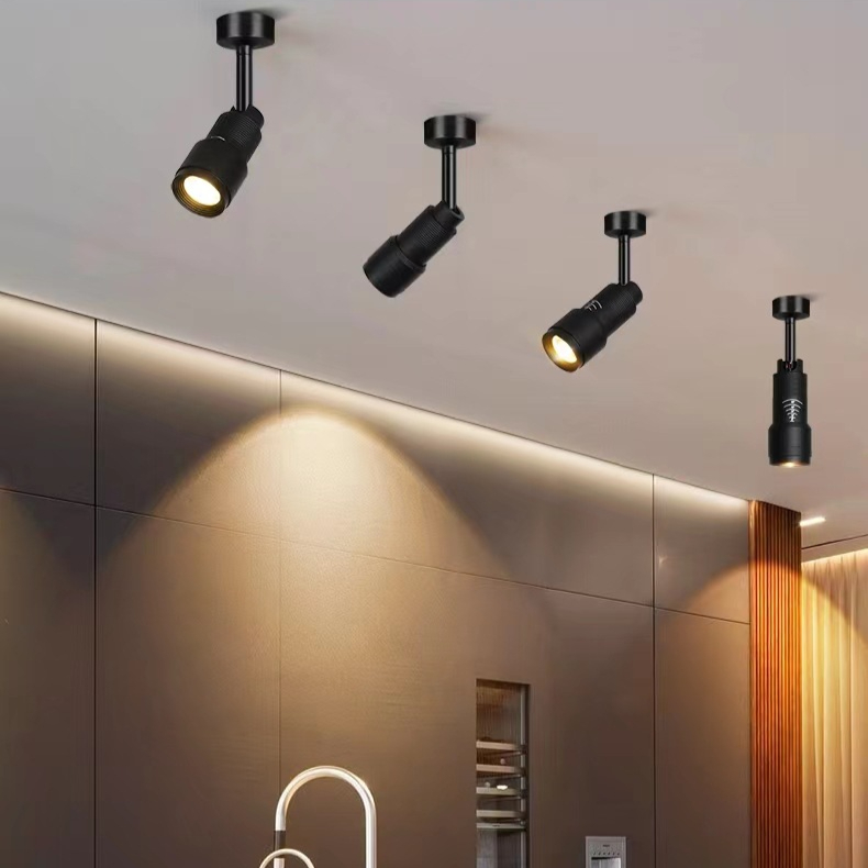 Verstelbaar 5 ° ~60 ° Smalle stralingshoek Zwart Wit LED-focus Opbouw plafondspots 7W zoombare spots met zoom