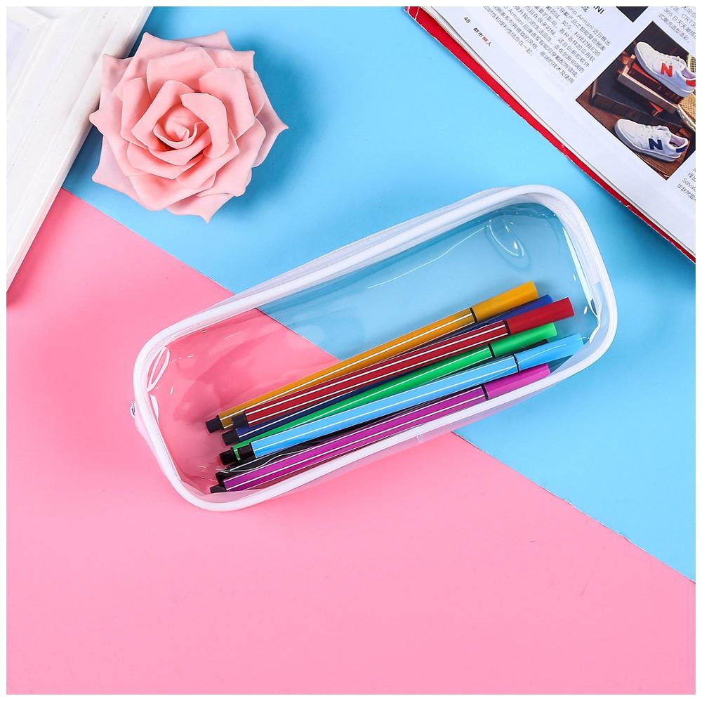 Simple Style Transparent PVC Pencil Case Korean Stationery School Office Supplies Pouch
