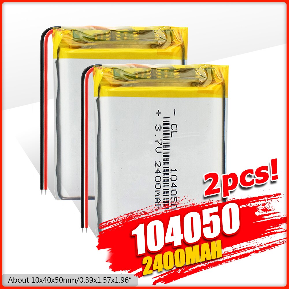 4Pcs Rechargeable 3.7V 2400mAh Li-Po Battery 104050 Lithium Polymer Battery Li-Po li ion Lipo cells For GPS MP3 MP4 PDA Camera: 2 Pcs