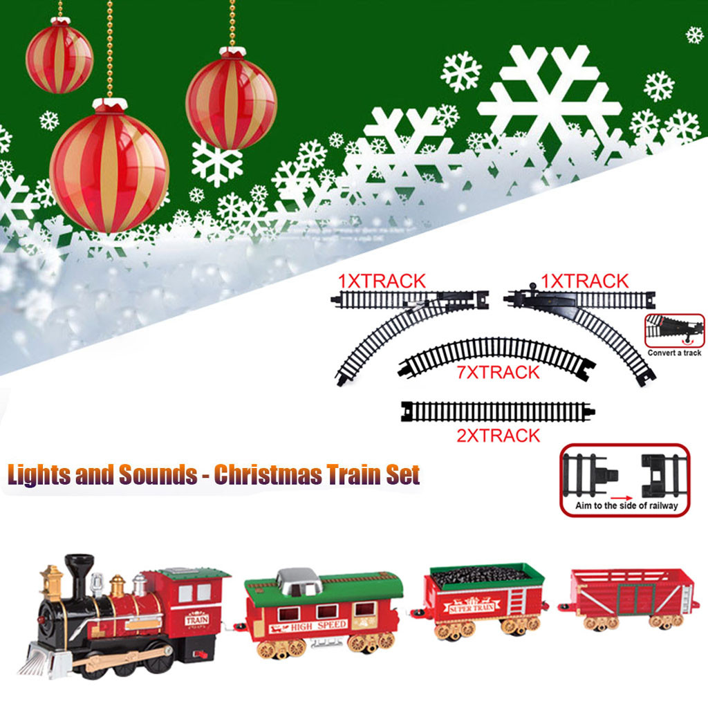 Kerst Trein Sets Winter Dorpshuis Trein Lichten En Geluiden Railway Tracks Speelgoed Xmas Trein speelgoed Kid # SH