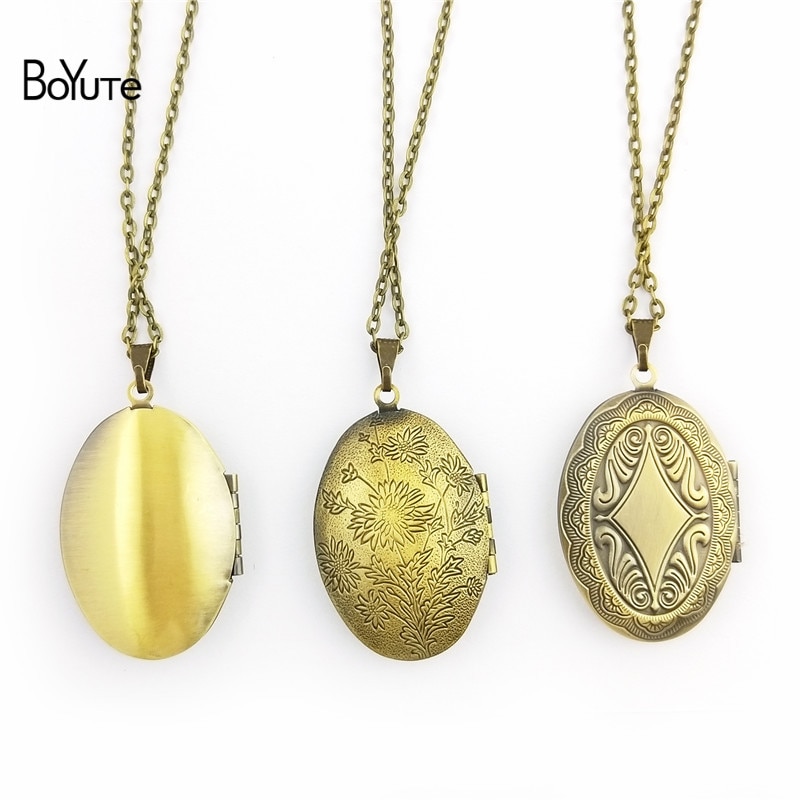 BoYuTe Retail 1 Piece 70CM Chain 23*38MM Oval Floating Photo Locket Necklace Pendant Open Necklace