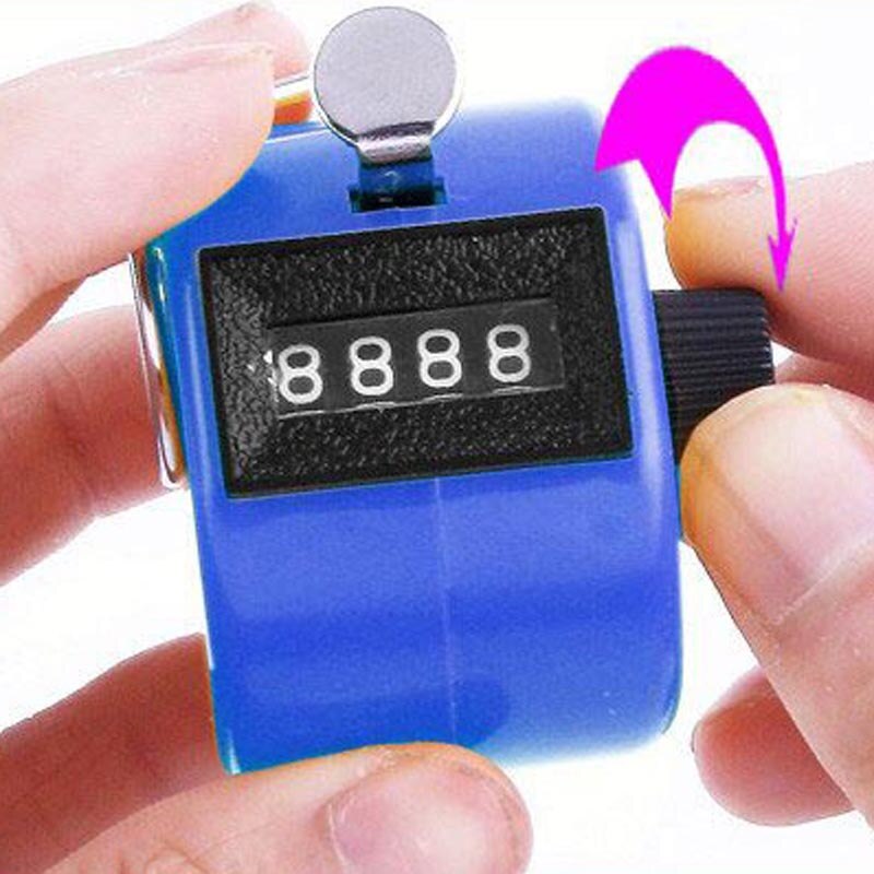 Handleiding Clicker 4 Cijferig Nummer Tellers Plastic Shell Hand Vinger Display Handmatige Telling Tally Clicker Timer Voetbal Golf Teller