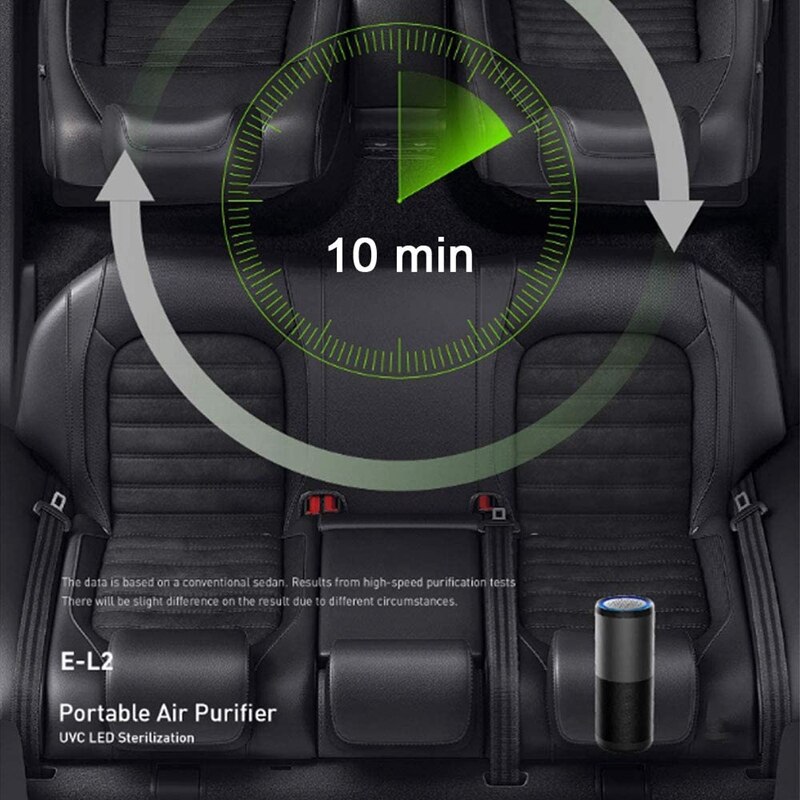 Tragbarer uv-luftreiniger fürs Auto, hepa-Filter, aromatherapie, tötet 99.9%  % der viren und bakterien ab, usb-anschluss, schwarz