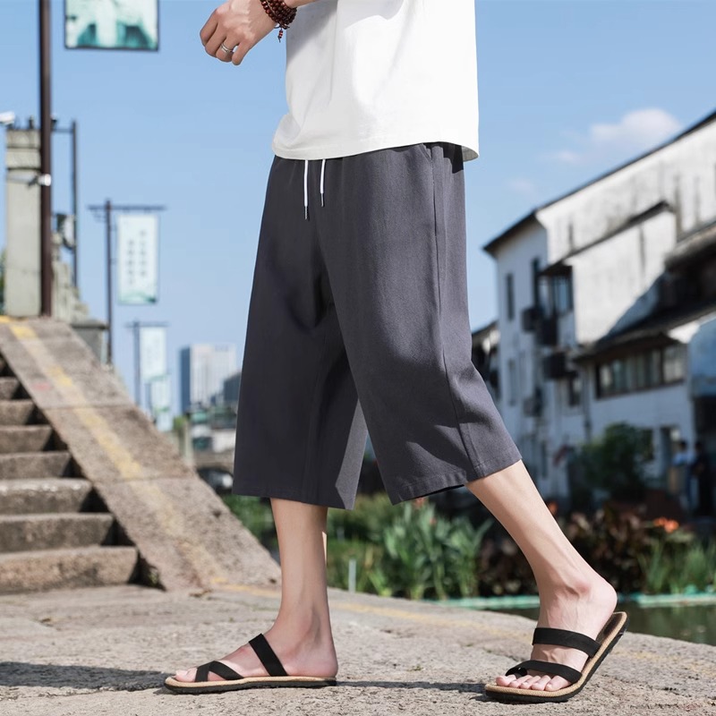 pantalon court en lin été coton couleur unie Shorts grands Shorts légers hommes Shorts de plage pour hommes pantalons de survêtement respirants