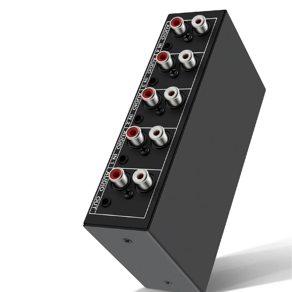 Audio Splitter 1 In 4 Out RCA L/R Aux Stereo Audio Splitter 1X4 Audio Distributor For PC DVD Speaker Splitter