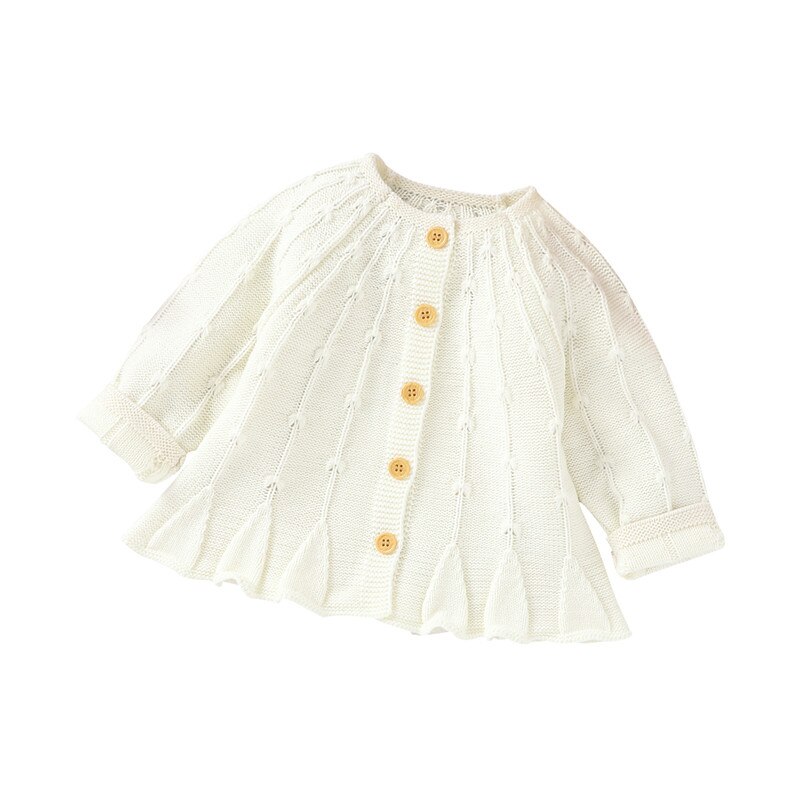 Baby Girl Knit Vest Truien Effen Kleur Single-Breasted Losse Versie Lente Truien Tops Kleding: Beige / 3 6Months