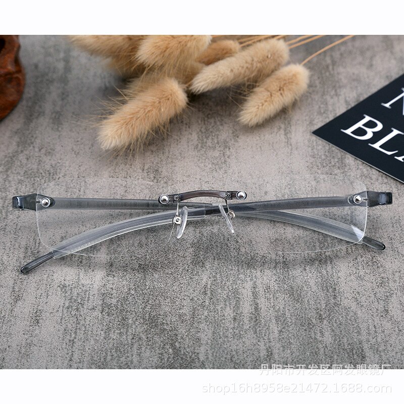 TR90 gafas sin marco para hombres y mujeres gafas azul ultraligero monturas flexibles elásticas transparentes lentes transparentes: Gris