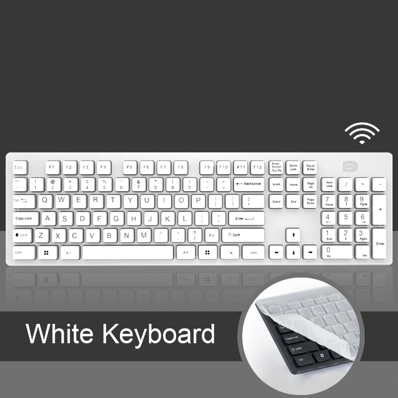 Wireless Gaming Slient Keyboard For Macbook Air Pro 2.4G Wireless Keyboard For Laptop Computer PC Gamer Keypad Gaming Pad: White Keyboard