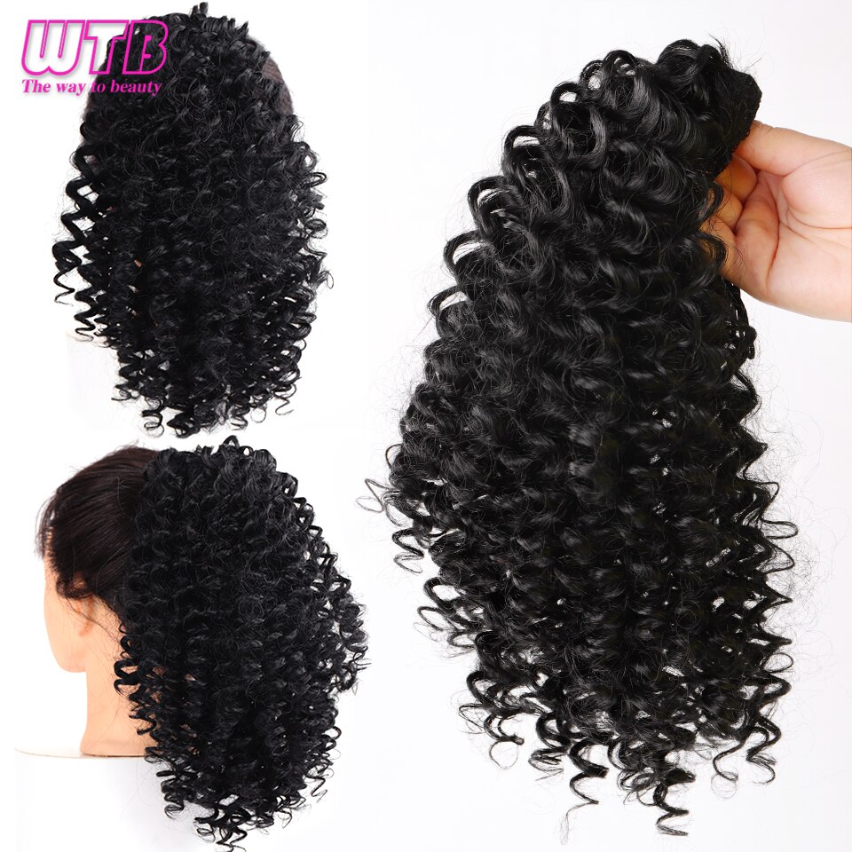 WTB-coletas de pelo sintético para mujer, pelo corto rizado, negro, esponjoso, para pelo afroamericano