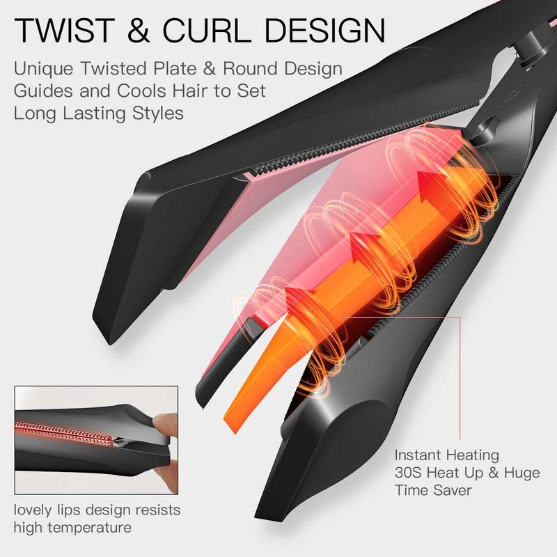 2-in-1 Twist Haar Krul & Stijltang - Toermalijn Keramiek - Max 230°C - Dubbele Spanning