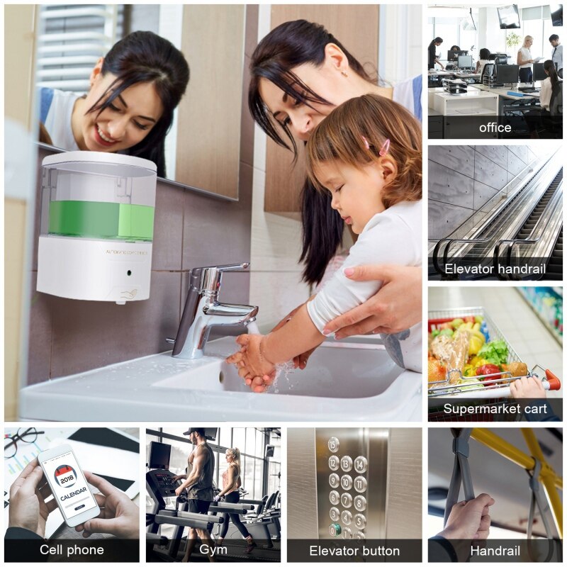 Hand Sanitizer Dispenser, Touchless Zeepdispenser, Automatische Muur Zeepdispenser, Keuken Badkamer Contactloze Zeepdispenser