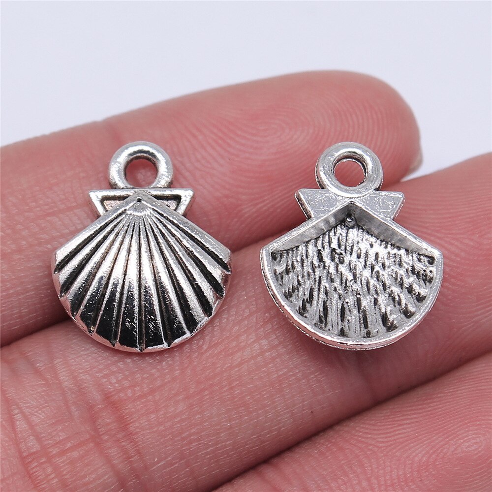 Abalorios de conchas y conchas de Color plateado antiguo, 20 piezas, para fabricación de joyas: 17x14mm-Silver