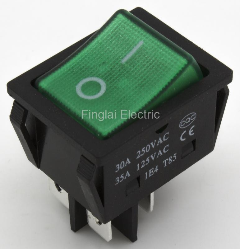 Kcd 4-201n-3 perforeret 30 x 22 mm 30a 4 pin til - fra båd vippekontakt kcd 4 serie afbryder med 220v lys: Grøn