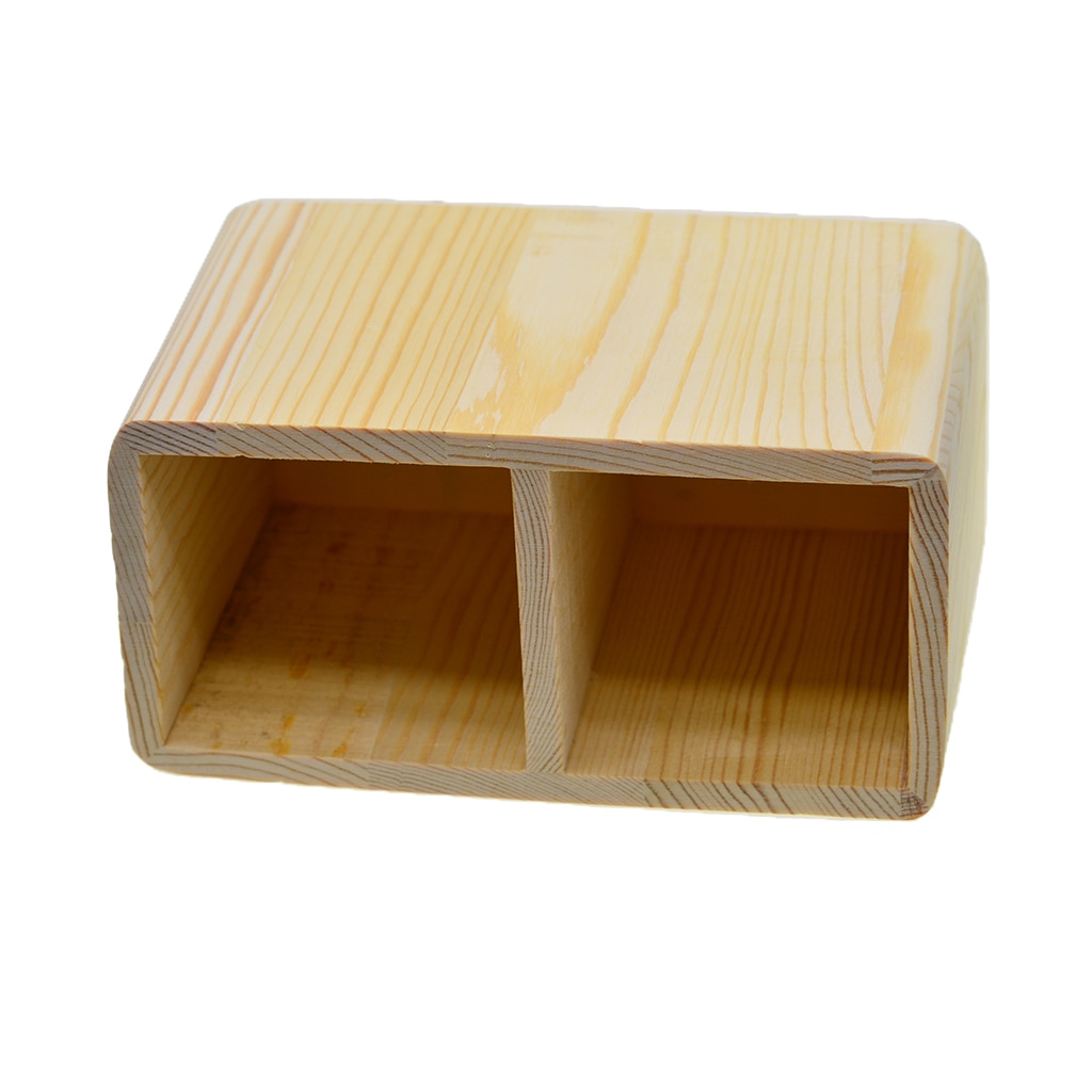 Plain Wooden Office Desk Organizer Pen Pencil Holder Stationery Storage Box