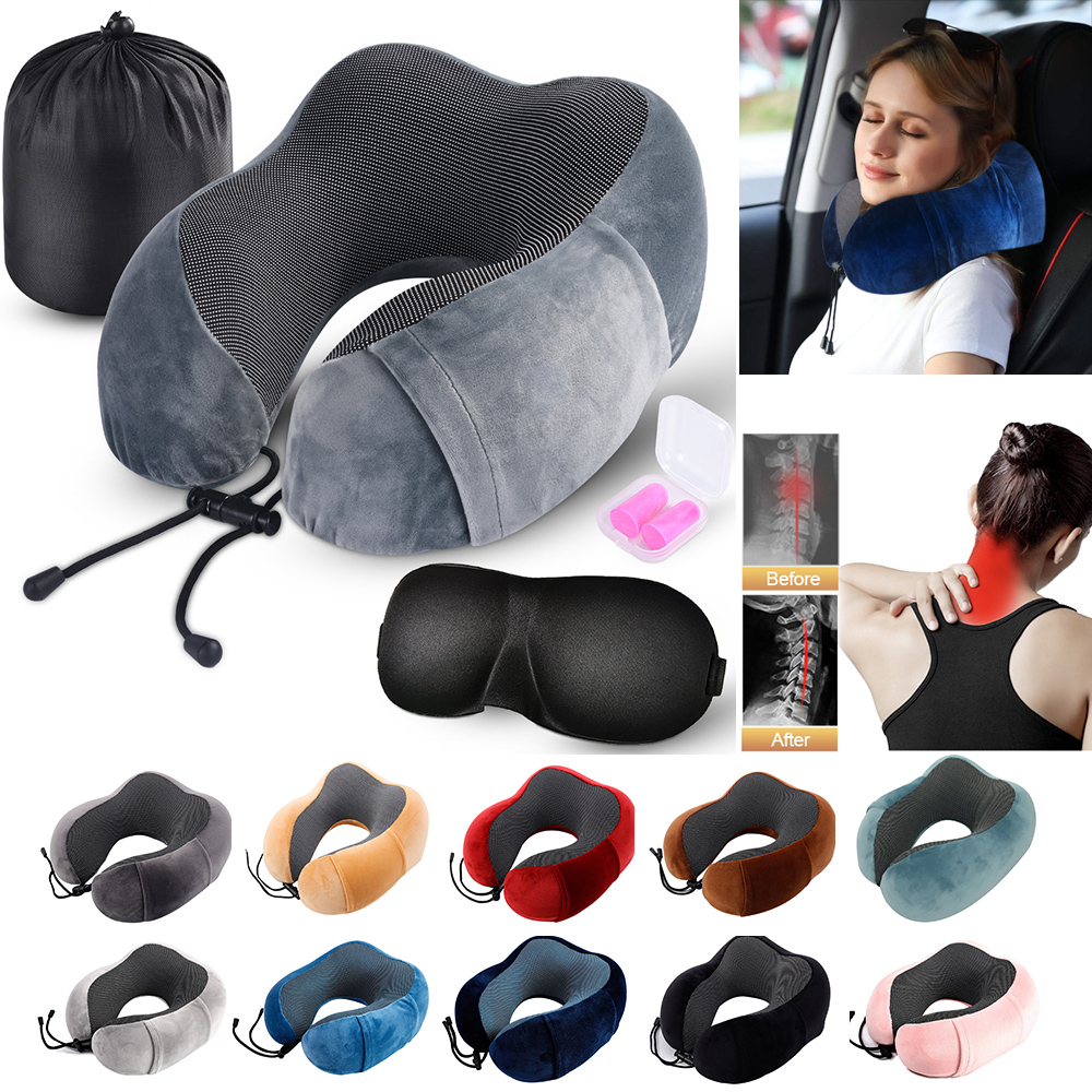 Voyage U forme oreiller cou mémoire mousse oreiller coussin bureau sieste oreillers pour sommeil pour avion voiture vol tête menton Support