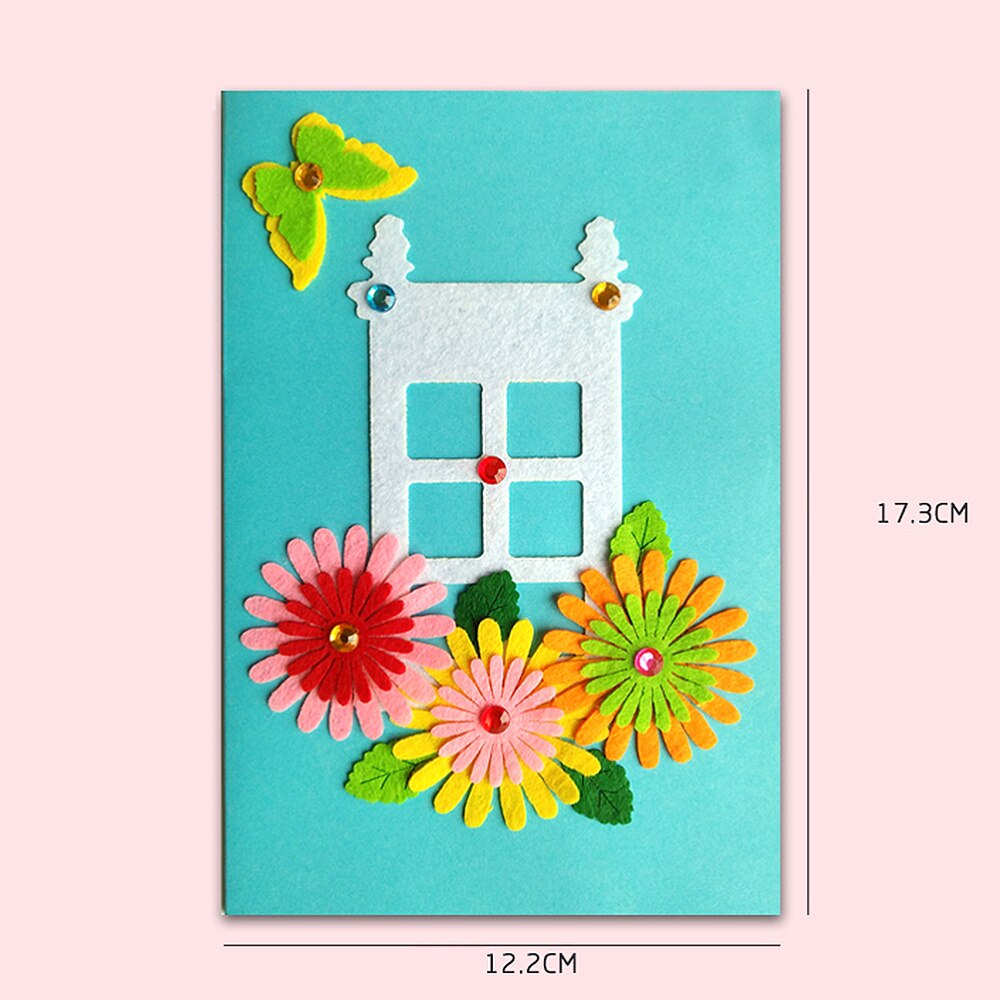4 pçs feito à mão diy cartão que faz material pano cartão kit dobrado obrigado cartões para crianças crianças (sortidas cor)