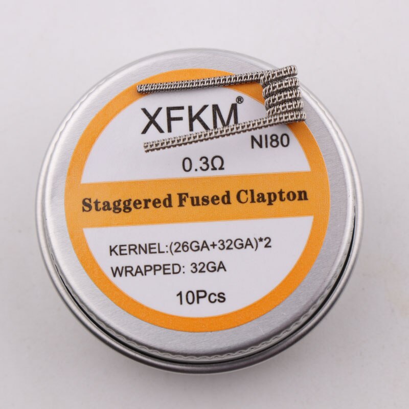 NUOVO XFKM Ni80 Sfalsati Fuso Clapton Prebuilt Colis Nichelcromo 80 Ad Alta Densità Premade Bobina RDA RTA RBA Atomizzatore Bobine di Riscaldamento: stagg-fu-n80-10