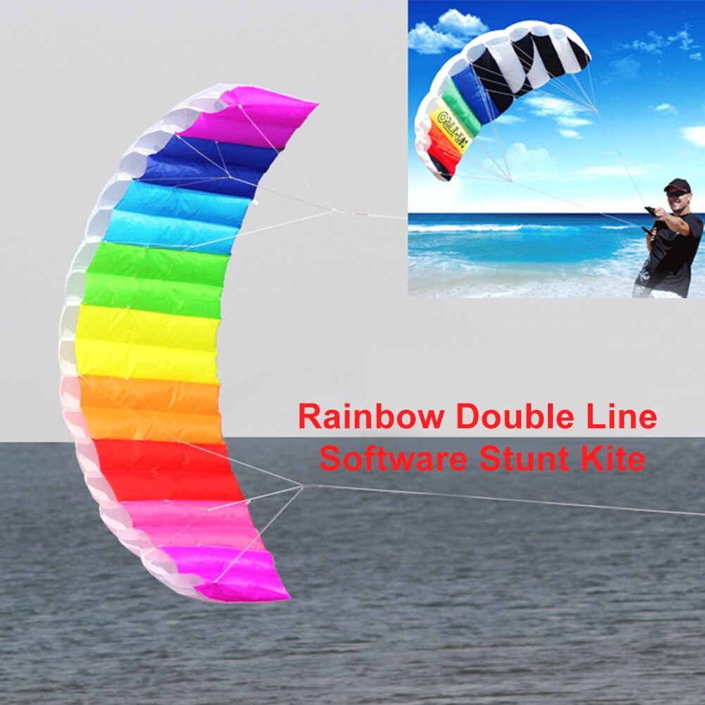 Regnbåge dual line kitesurfing stunt fallskärm mjuk parafoil surfa drake sport drake stor utomhus strand flygande drake