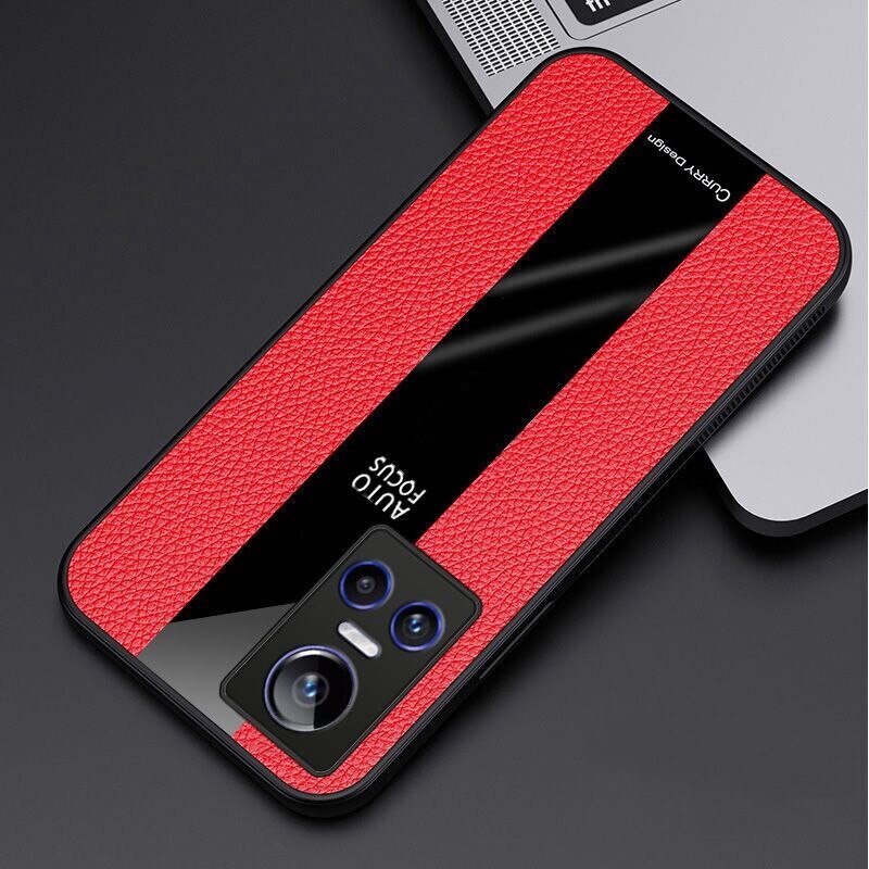 Funda Voor Realme Gt Neo 3 Case Car Holder Telefoon Cover Voor Realme Gt Neo 3 Case Luxe Lederen Zachte siliconen Shockproof Bumper: Red without stand