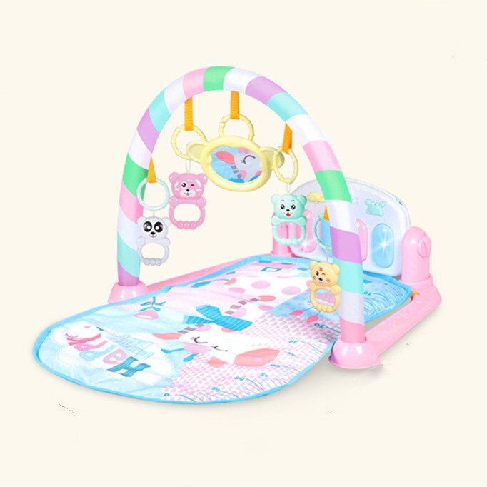 Spedbarn pedal piano samling baby tidlig utdanning rangle lett musikk teppe treningsstativ leketøy: Rosa sjiraff