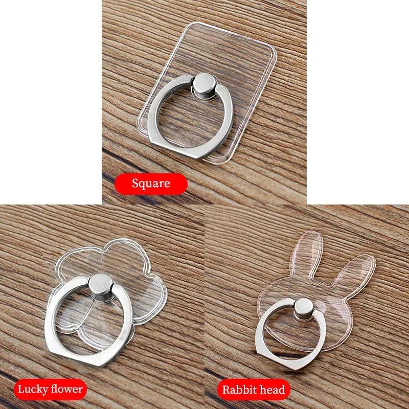 Transparent Cell Phone Ring Holder Stand 360° Degree Rotation Clear Finger Grip Kickstand Compatible iPhones or Phone Case: dark blue