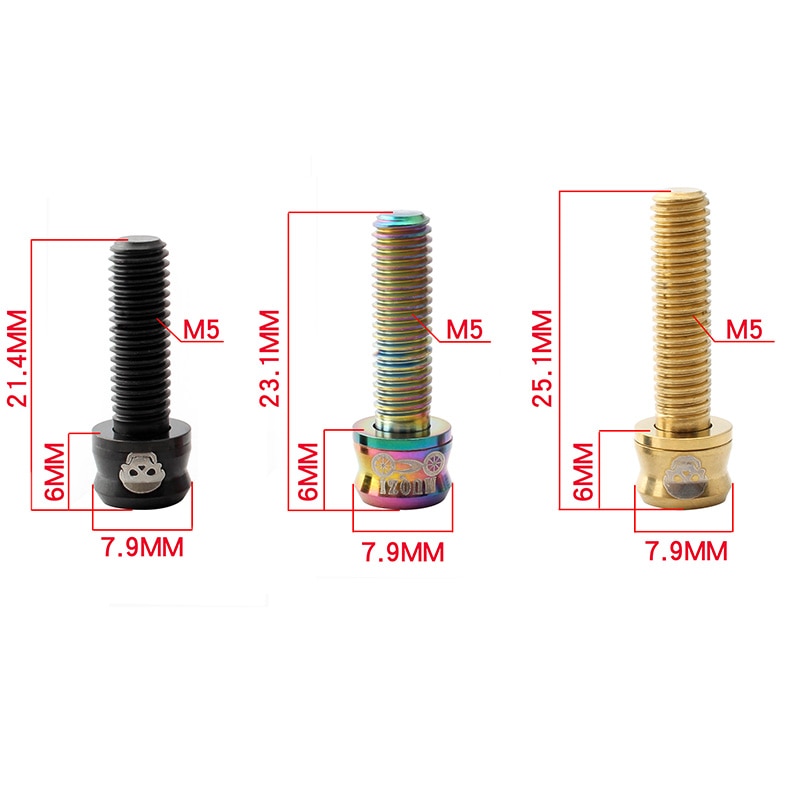 MUQZI Cykel Styr Møtrikker - M5x15/17/19mm Titanium Legering - 4 stk - MTB Racercykel