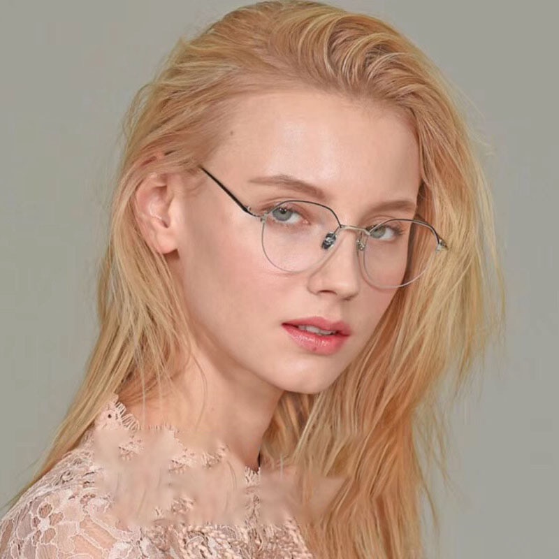 49013 Semi-Rimless Square Glasses Frames Men Women Optical Computer Glasses