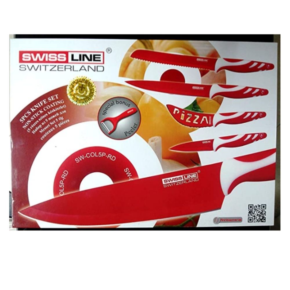 Juego set de cuchillos de cocina, conjunto de cuchillos profesionales, 5 cuchillos de acero inoxidable y 1 cuchillo pelador de verduras