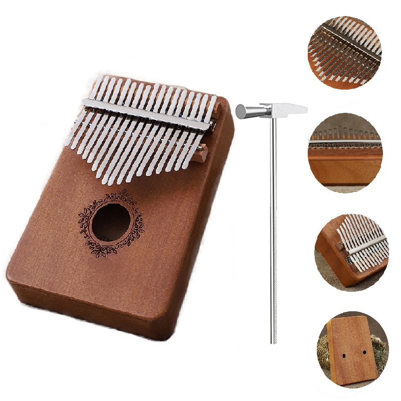 17 clave Piano de pulgar Kalimba de madera maciza de caoba instrumento Musical africanos dedo Pianos de instrumento Accesorios
