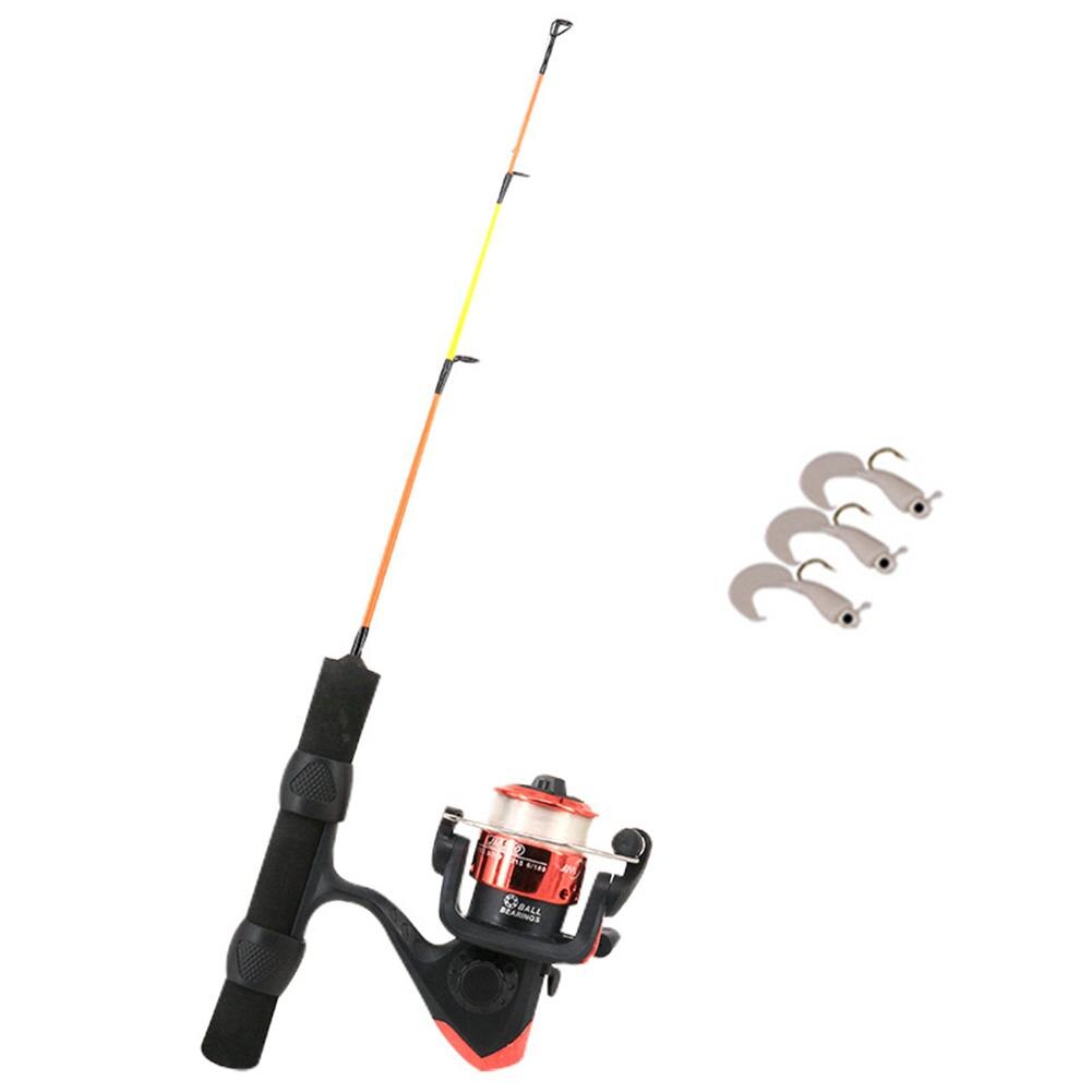 Spinnen Gießen Eis Angelrute Combo Mini Pole Locken 41/50cm Versenkbare Kohlenstoff Karpfen Stange und Angelrollen multifunktions einstellen: 41cm Stange Spule