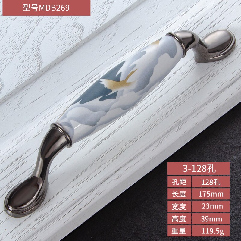 Sky blue/Ceramic Door Handles European Antique Furniture Handles Drawer Pulls Kitchen Cabinet Knobs and Handles: CZ-2123-128