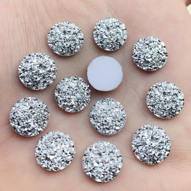 Cristal AB 12mm 80 pièces/lot de pierres précieuses en résine à dos plat, strass ronds à pois, pour décoration à faire soi-même: A559