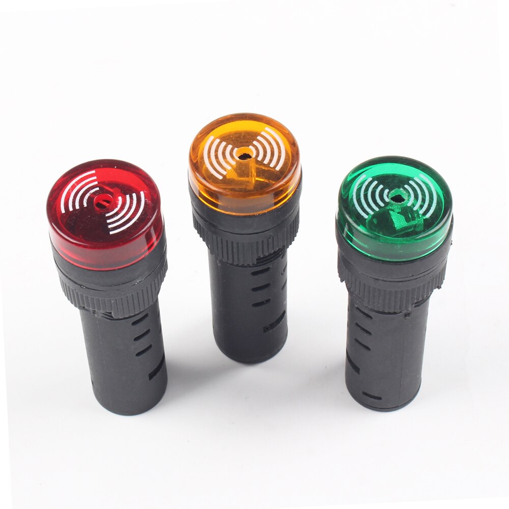 Colorful AD16-16SM 12V 24V 110V 220V 16mm Flash Signal Light Red LED Active Buzzer Beep Alarm Indicator Red Green Yellow