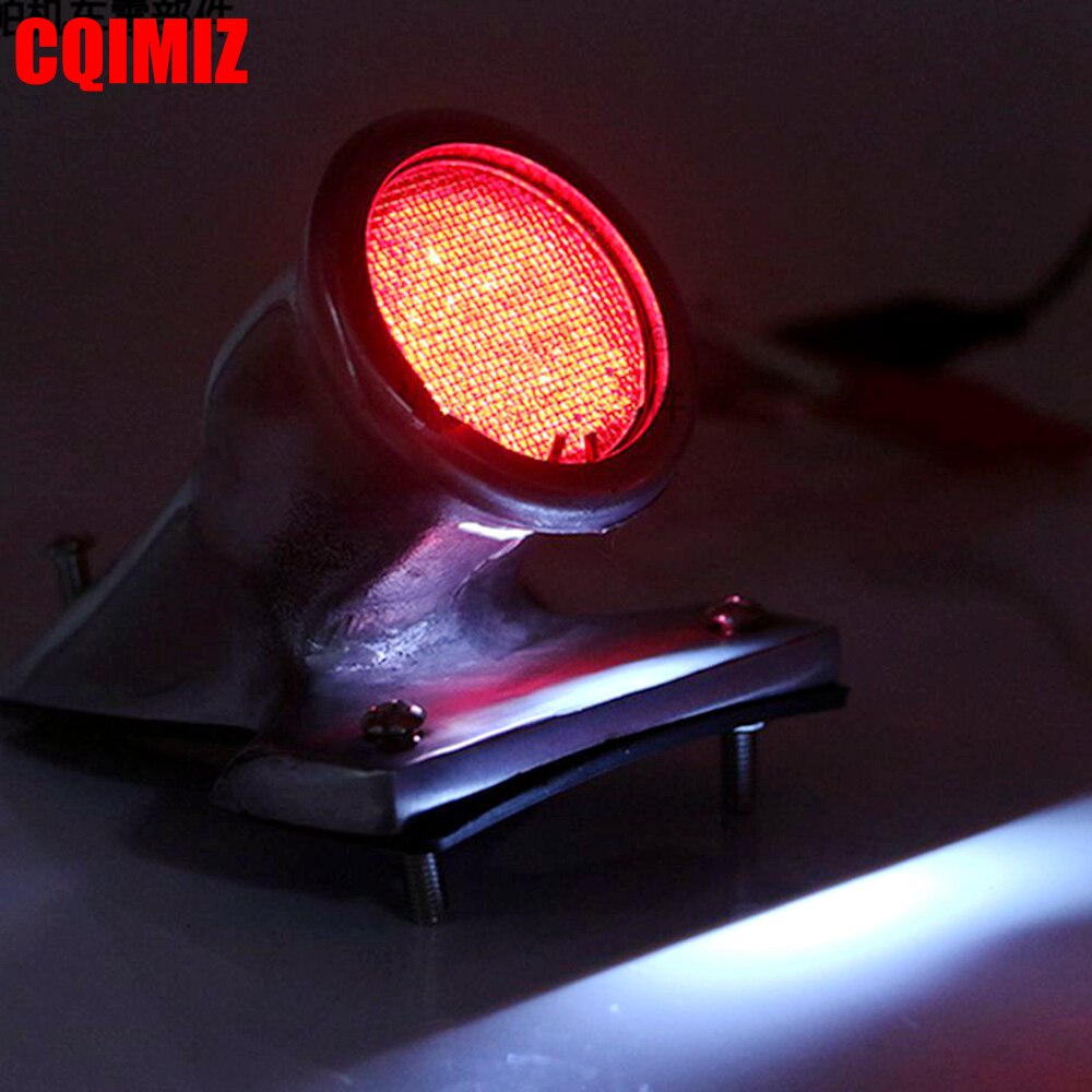 Motorfiets Achter 12 V Chrome Vintage Style Brake Achterlicht Voor Harley Bobber Chopper Achterlichten