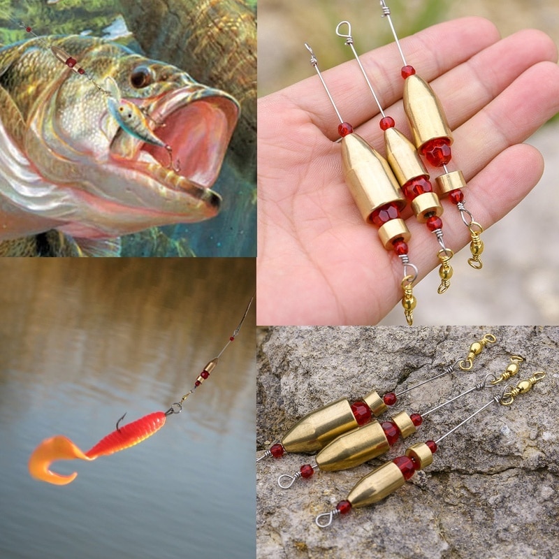 Sougayilang Fishing Carolina Ready Rig Brass Fishing Swivel Ring Connector Fishing Gear Tackle Tools