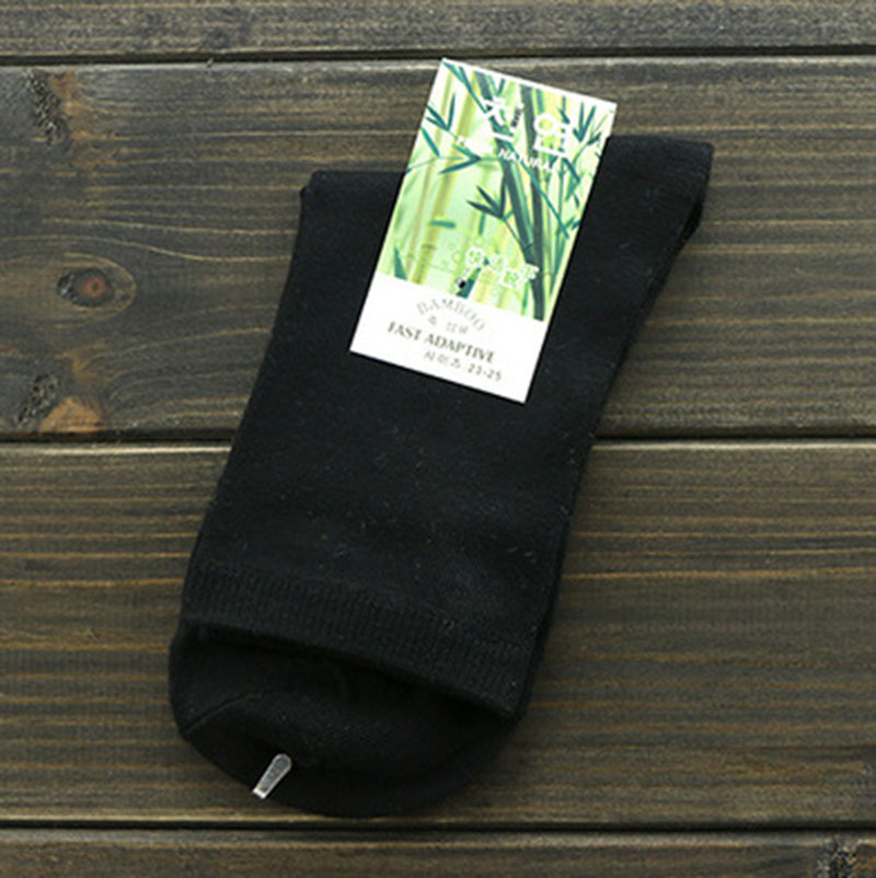 3 Pairs/Lot Women Bamboo Fiber Crew Socks Female Spring Autumn Soft Breathable Solid Candy Color Polka Dot Casual Socks: Solid- black