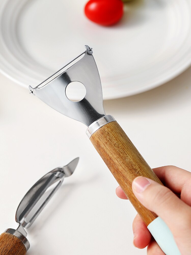 Multifunctional Kitchen Tools Grater Stainless Steel Egg Beater with Wooden Handle Potato Vegetables Fruit Peeler Gadgets Set