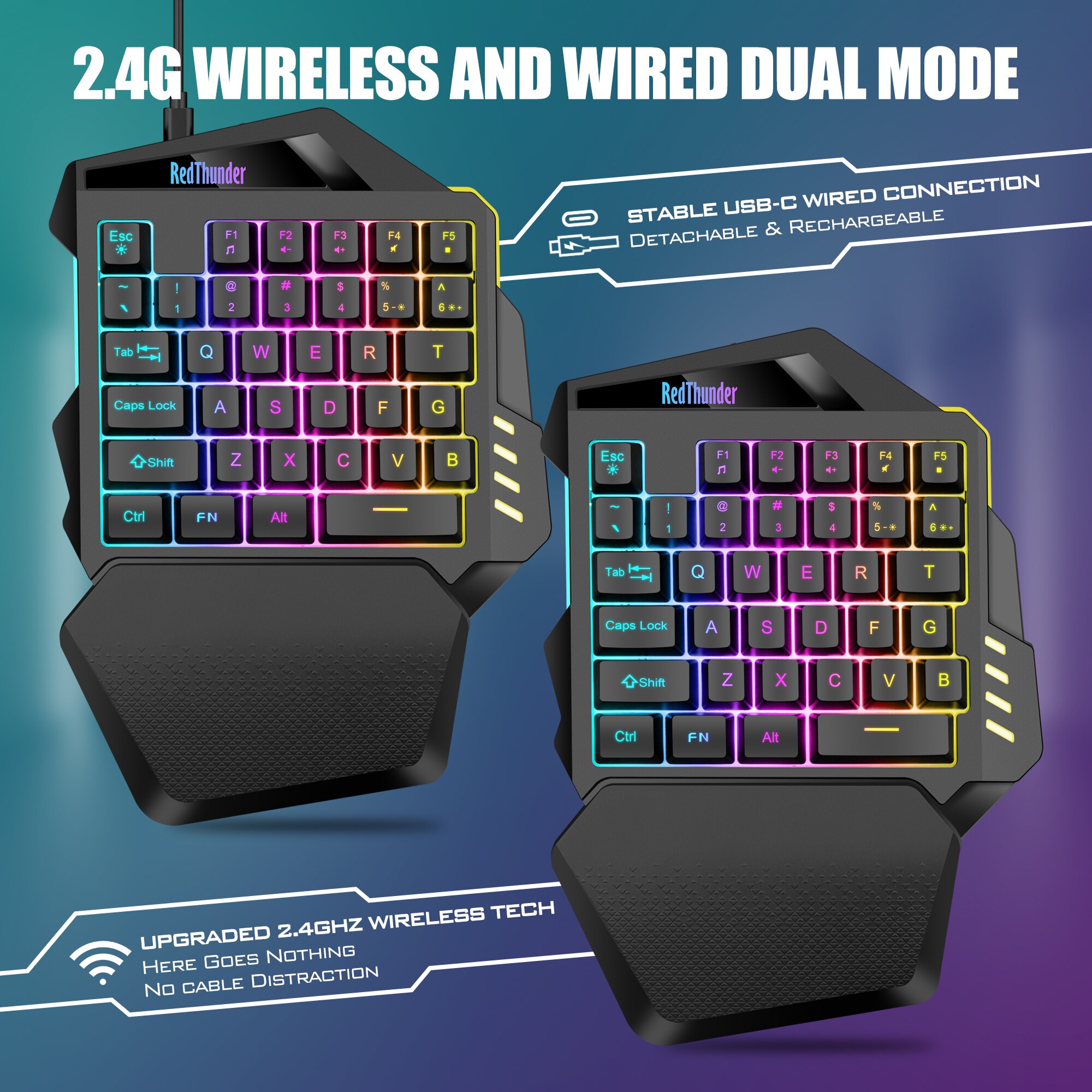 Redthunder wireless one handed gaming keyboard 2 grandado