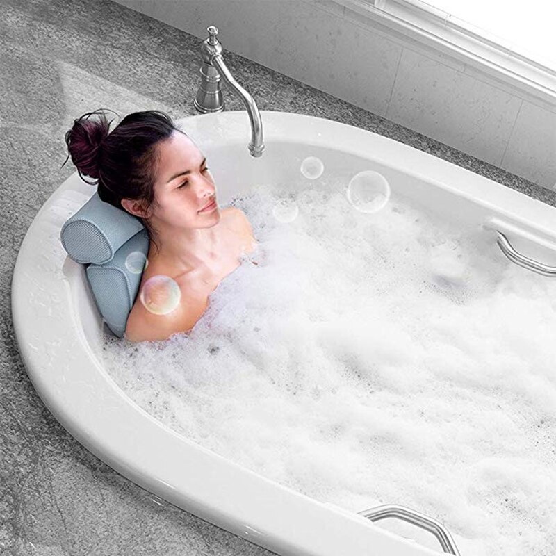 Oreiller De Bain De Luxe Aleponna – Support Cou Et Dos – Baignoire – Polyester Mesh Blanc