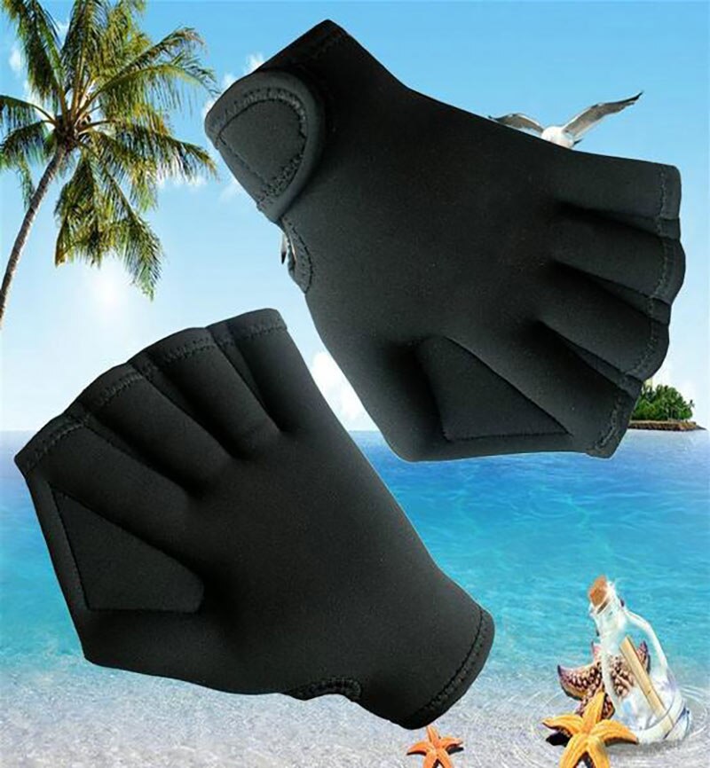 1 paar Schwimmen Handschuhe Aquatische Fitness Wasser Widerstand Trainings Paddle Halbhand Mitten Hand Werkzeug Multi-größen Aerobic Klassen