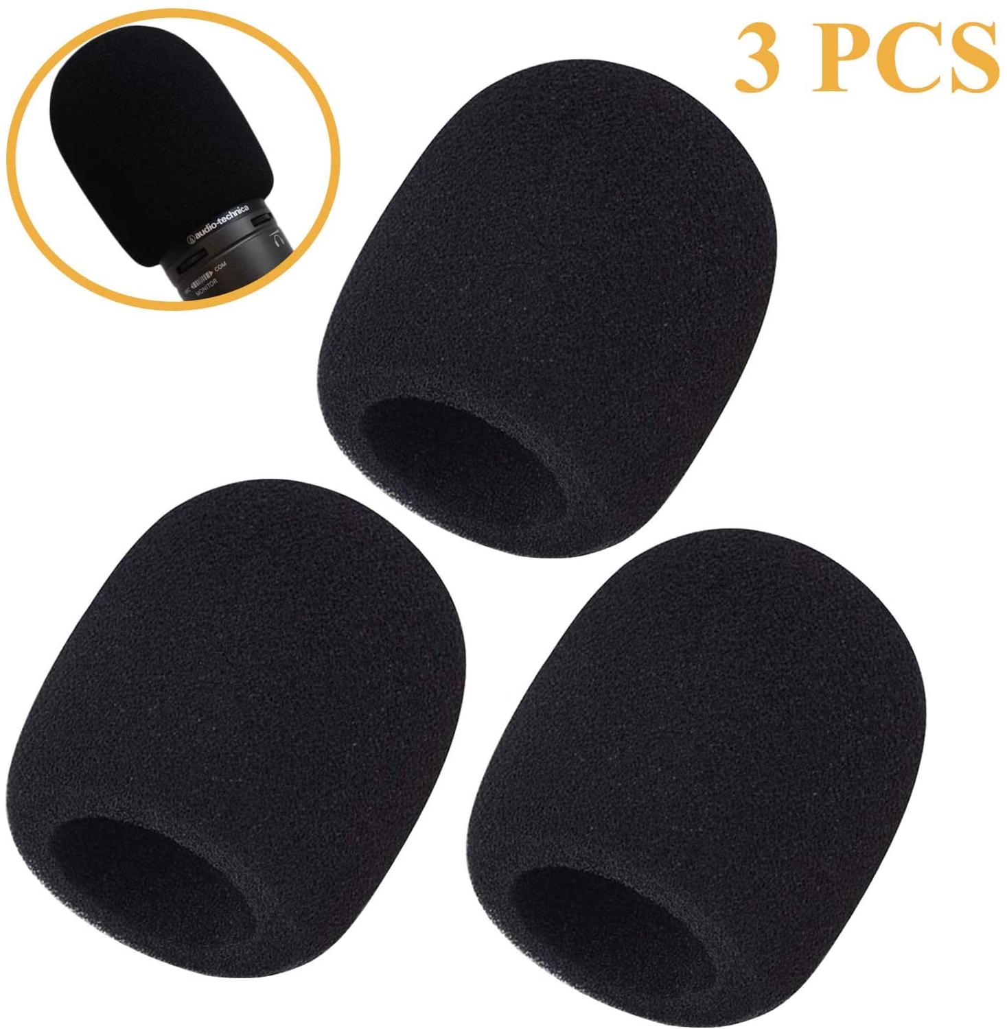 KEPHE-funda de espuma grande para micrófono, cubierta de espuma para parabrisas, color negro, de grado superior, paquete de 5 unidades: 3PCS