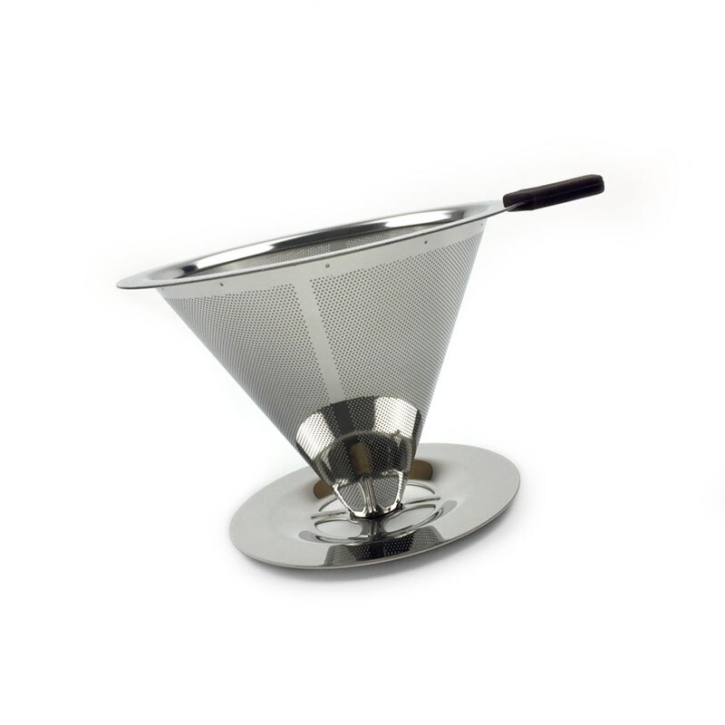 Genanvendeligt dryp kaffefilter rustfrit stål 1-4 kopper papirløs hæld over espresso kaffemaskine metalnet kegle tragt drypper: Stort sæt (base)