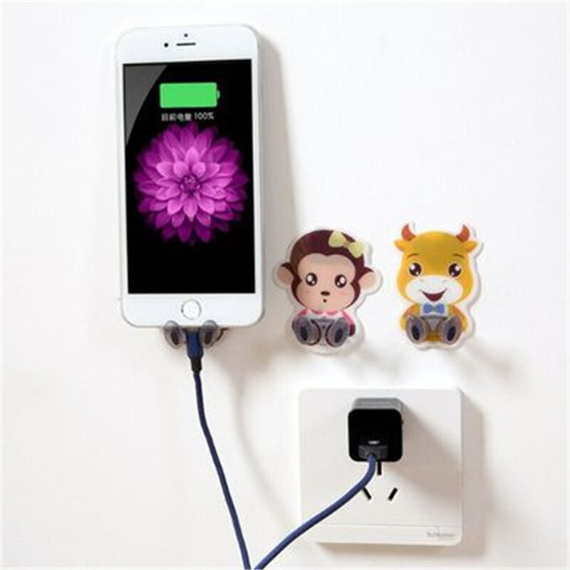 Cute Cartoon Animal Socket Power Cord Plug Storage Rack Wall Mounted Adhesive Hook Multifunction Home Products Shelf Holder