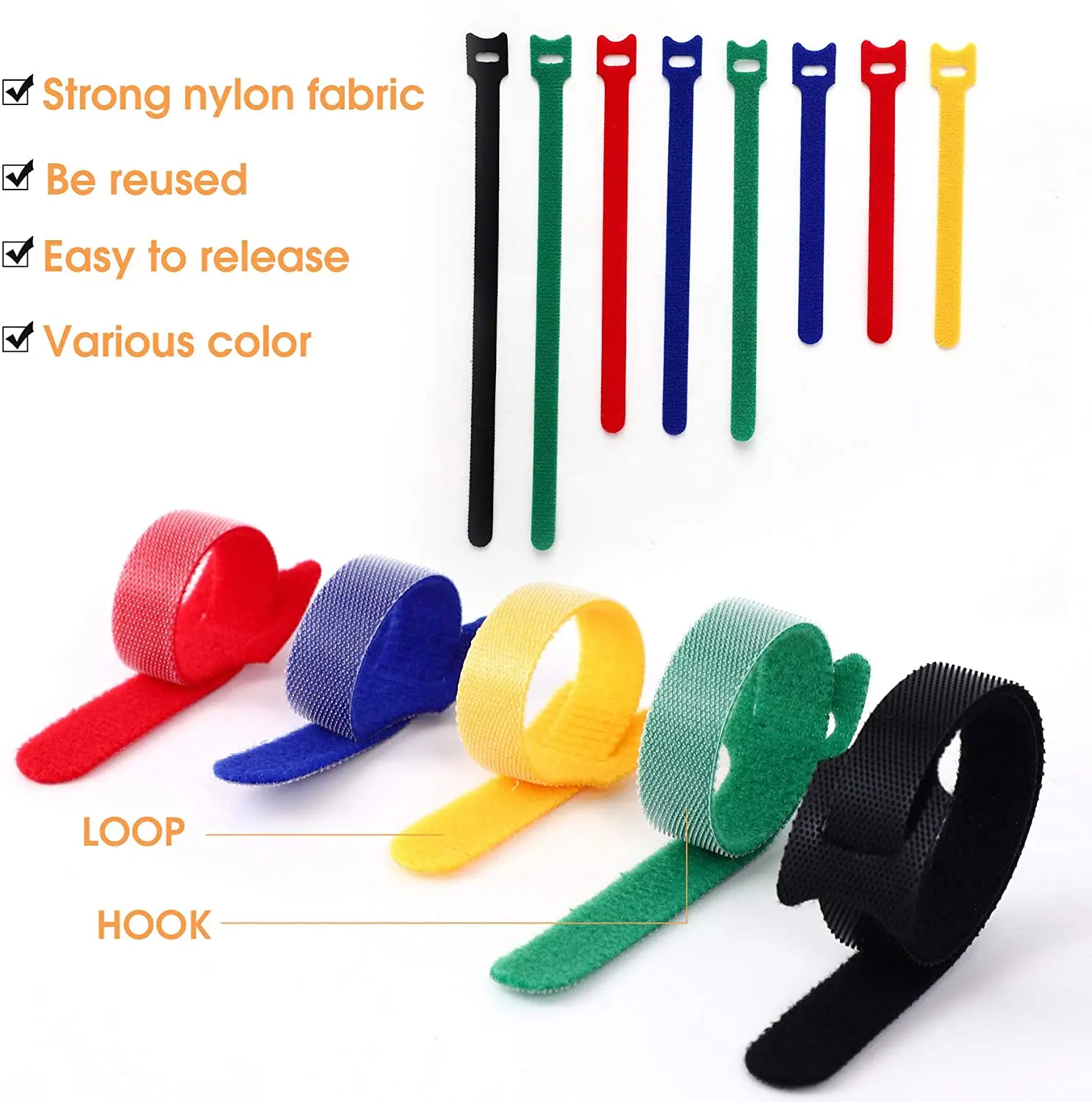 20 Stuks 15/20 Cm Herbruikbare Nylon T-Vormige Klittenband CableTie Zelfklevende Kabelbinder Fastener Tape voor Kabel Management Tape