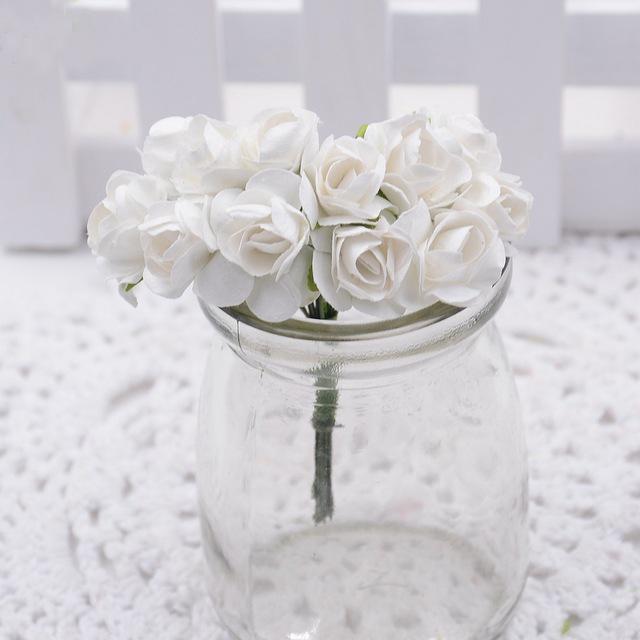 Nueva decoración flores 12 unids/lote 1,5 cm mini rosa de papel DIY scrapbooking floral accesorios de boda decoración de la: 7