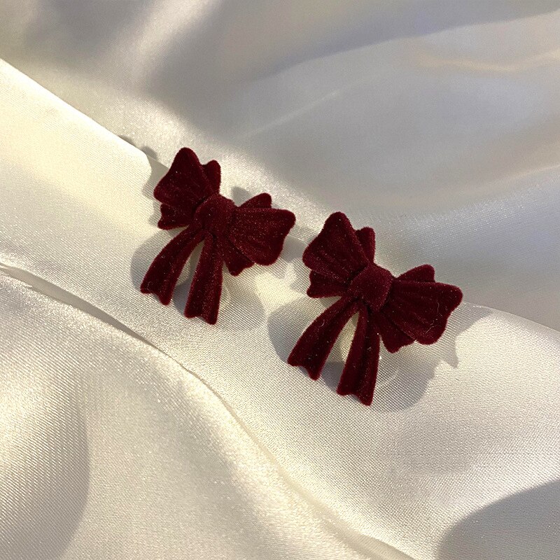 Boucles d&#39;oreilles en forme de cloche pour femmes, bijoux à nœud rouge, en forme de cœur, perle, boule, tendance, fête de mariage, noël, pour filles: Bowknot 2