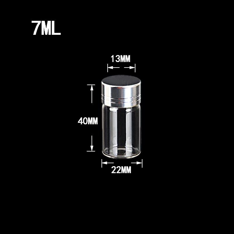 7ml glasflaskor skruvkork silver aluminiumlock tomma glasburkar flaskor flaskor förslutande behållare 100 st