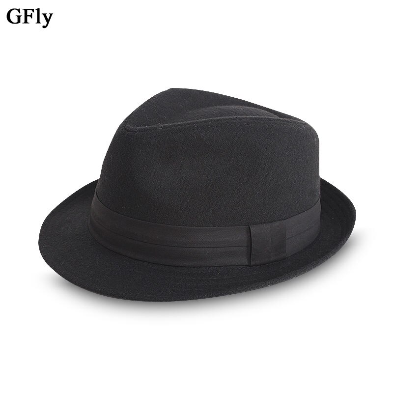 Chapeau fedora en feutre à bord court pour homme, classique, Vintage, noir, panama, automne, hiver,: 2
