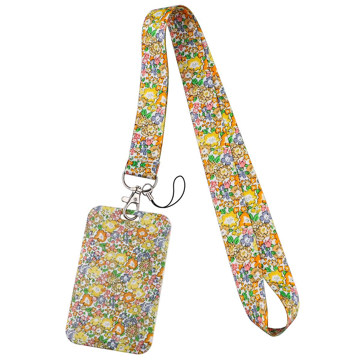 Flowers Series Bright Floral Lanyards Neck Strap Mobile Phone Rope Credit Card Cover Card Sleeve Accessories: Dark Grey